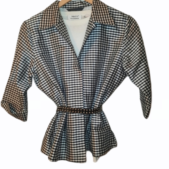 🎉🎉Host Pick🎉🎉 🌸4/$30🌸 NWOT MANTIES vintage checkered silk blazer - Picture 2 of 9